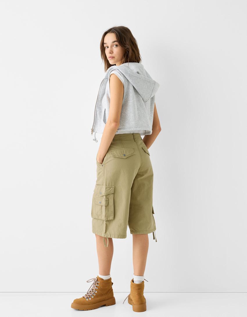 شورت برمودا كارغو قطني واسع-أخضر-2