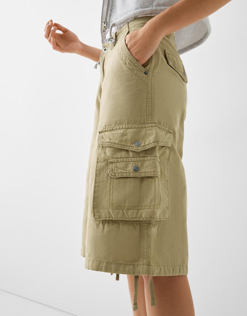 شورت برمودا كارغو قطني واسع-أخضر-3