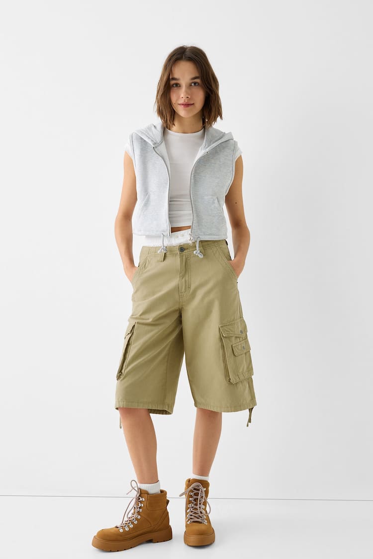 Cotton cargo baggy Bermuda shorts
