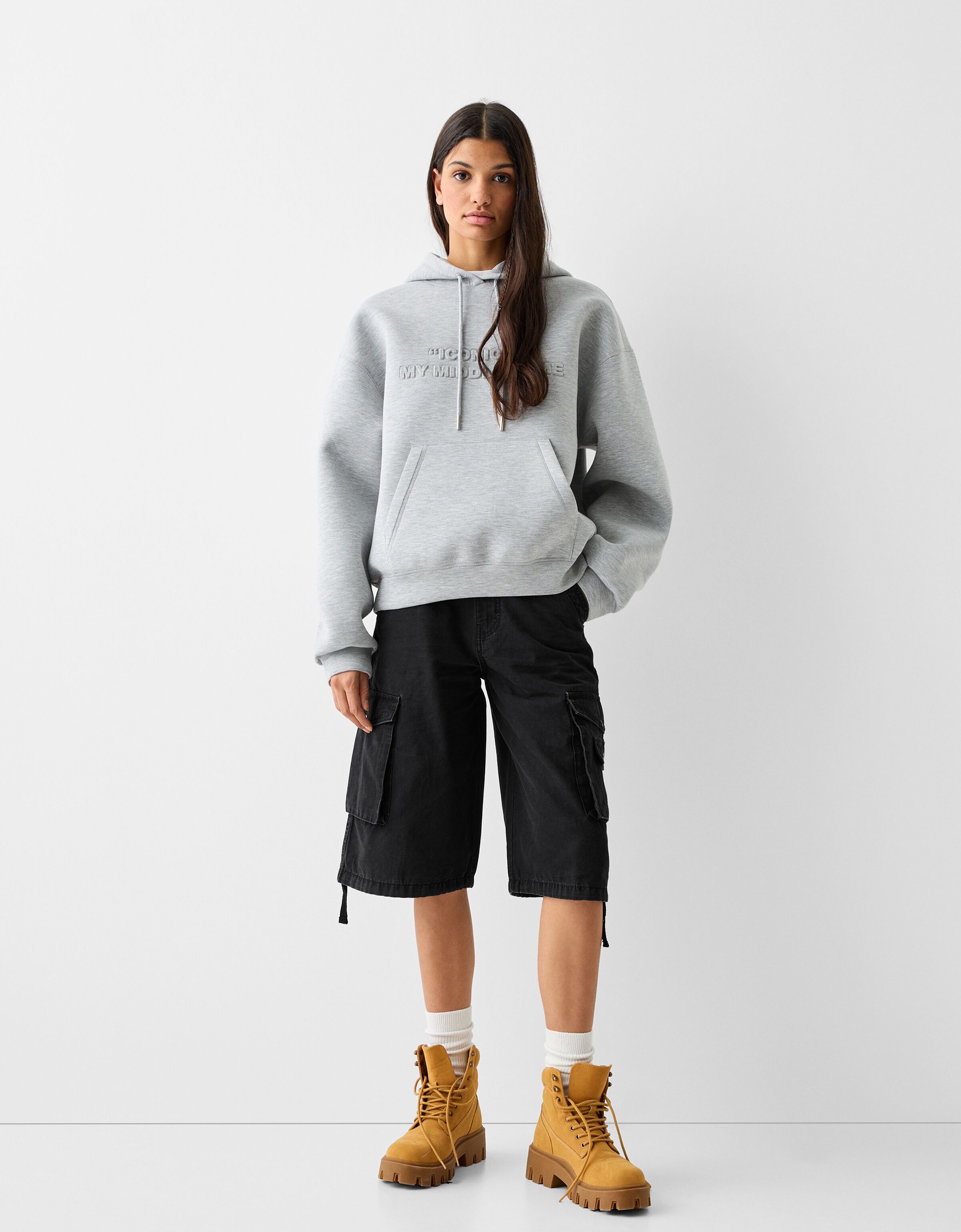 Cotton cargo baggy Bermuda shorts New Women Bershka