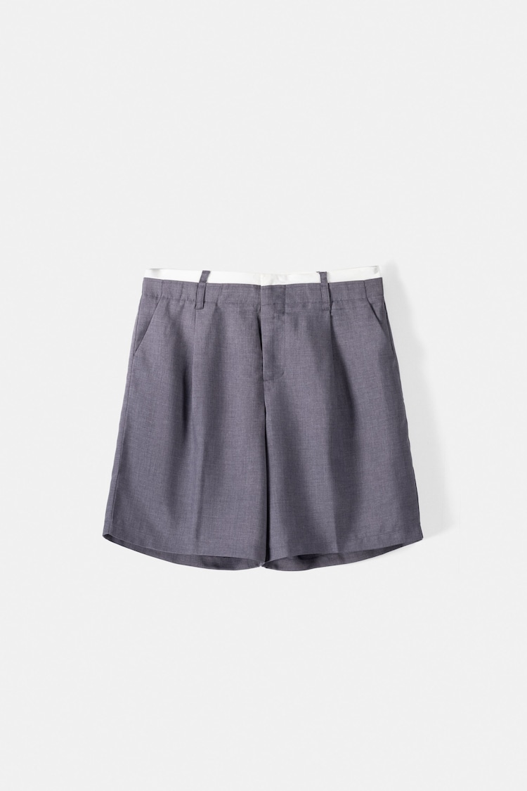 Bermuda short with contrast poplin waistband
