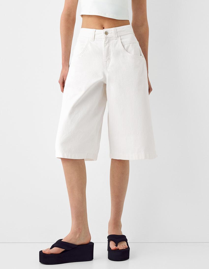 Bermuda jort baggy serge-Blanc cassé-1