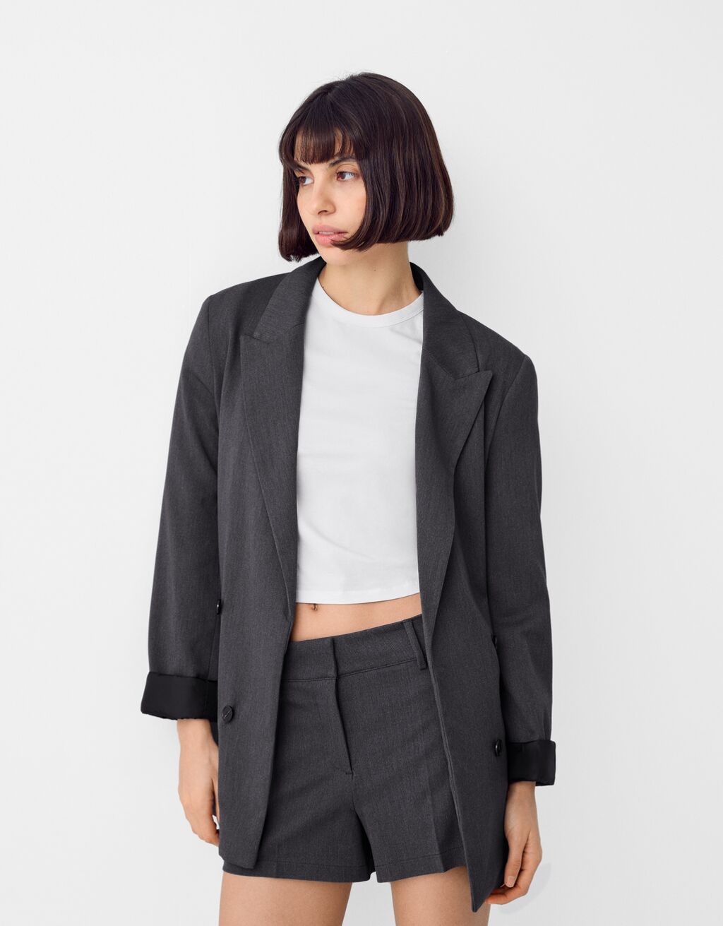 شورت محبوك-رمادي داكن-1