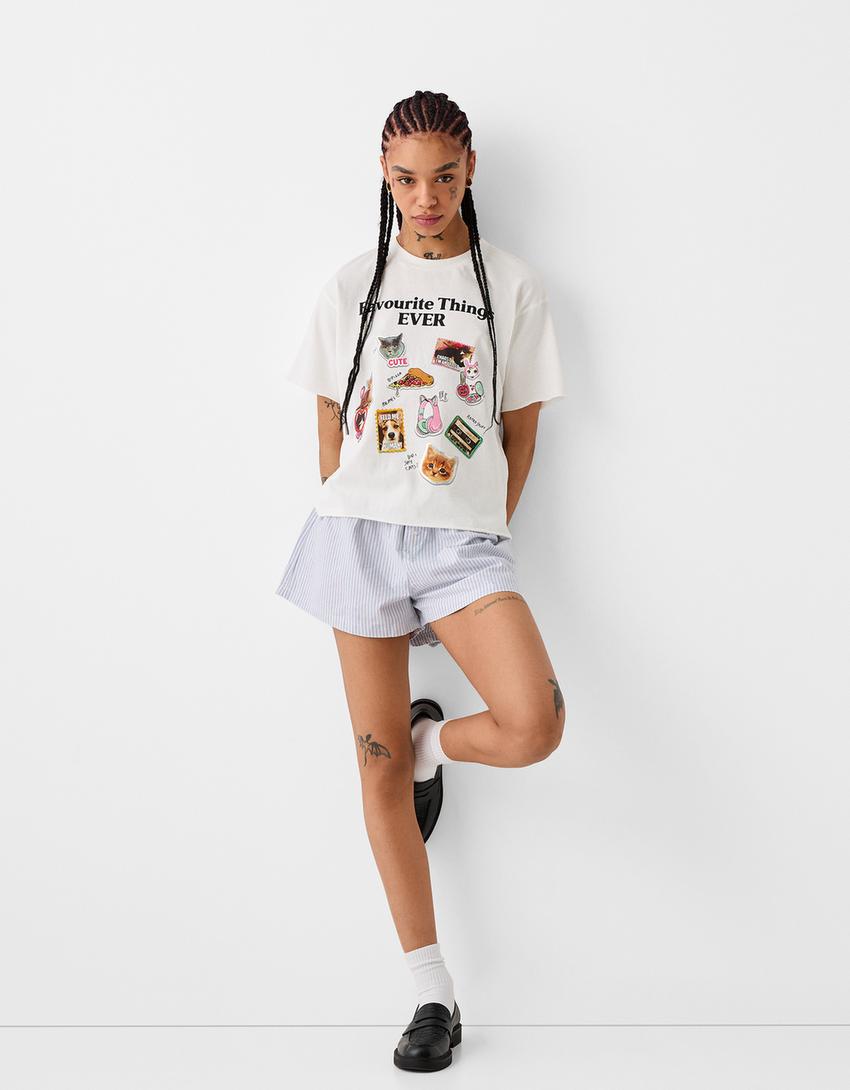 Short rayé-Bleu clair-3