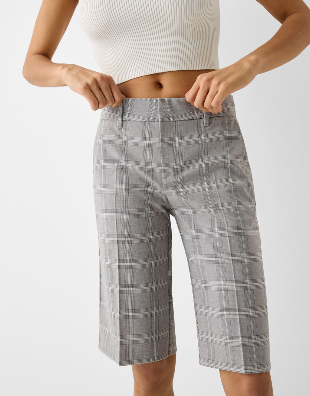 Calções bermuda tailored fit-Cinza-3