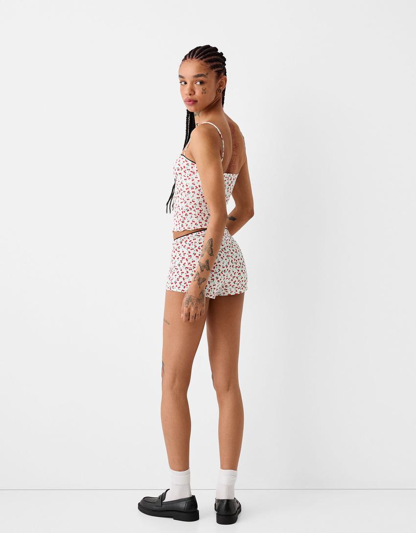 Animal print shorts.-White-1