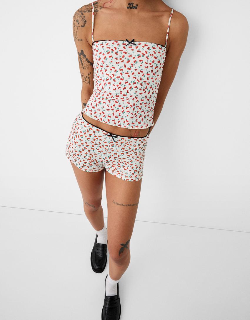 Animal print shorts.-White-2