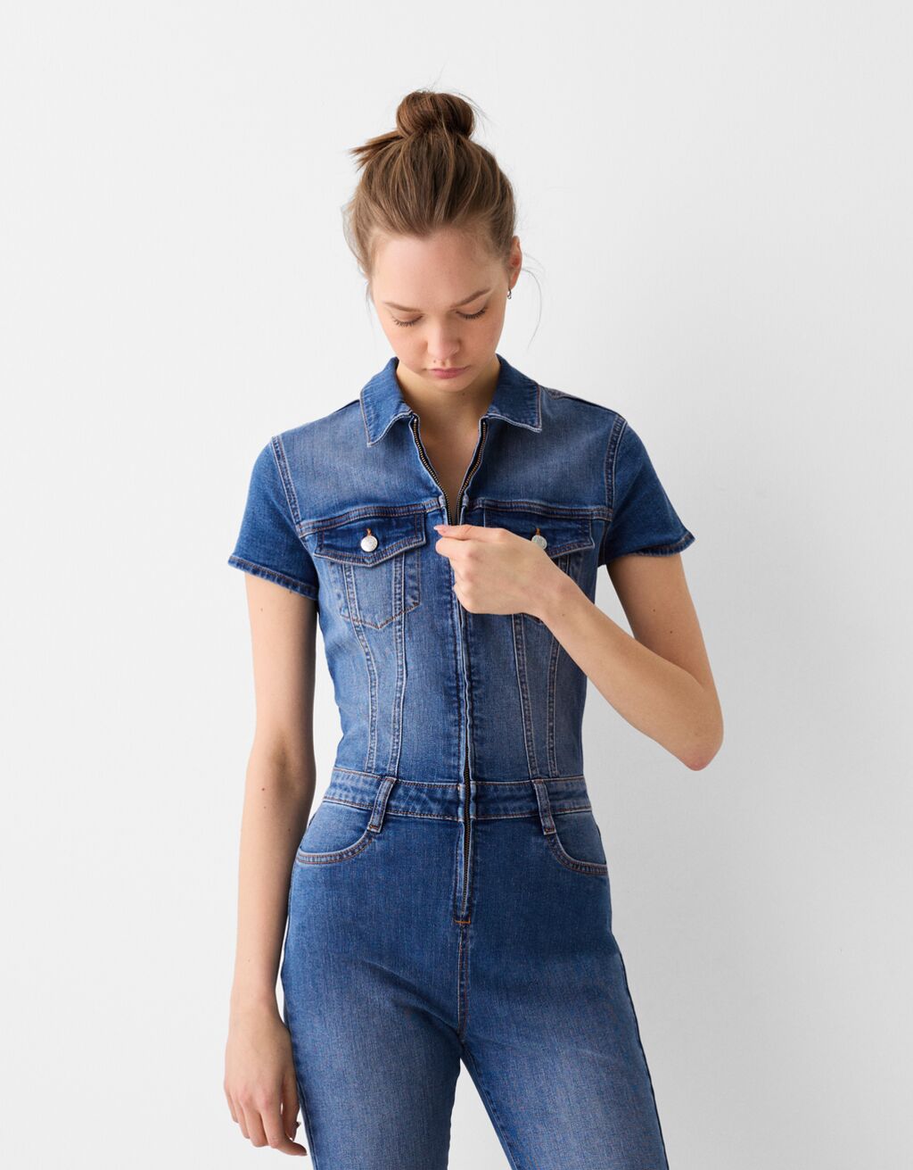 Bershka denim jumpsuit hotsell