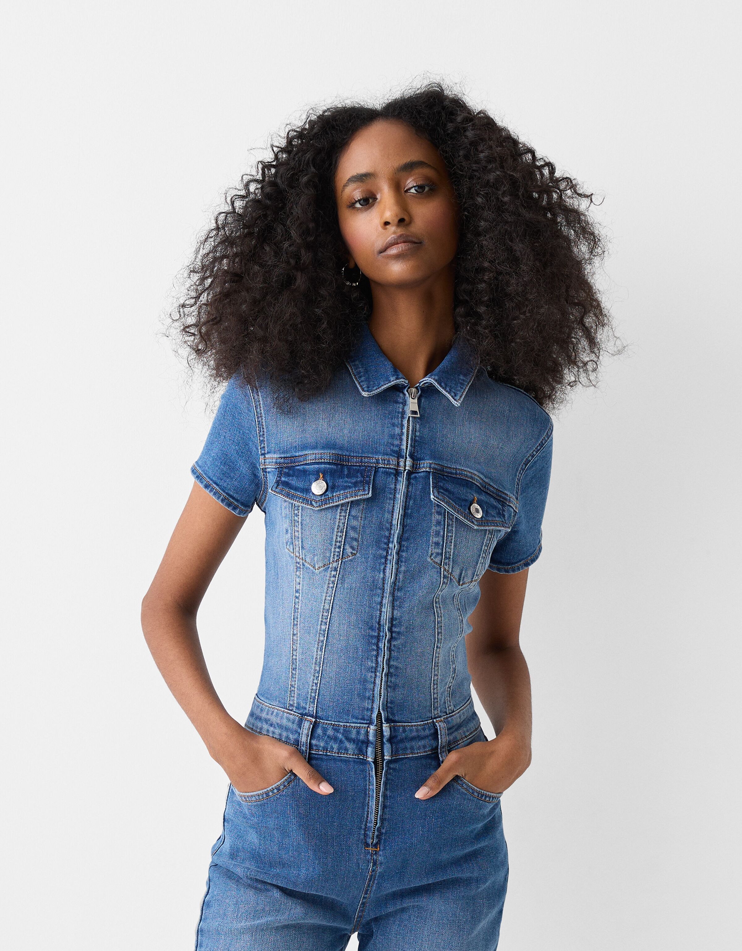 Bershka denim 2025 jumpsuit