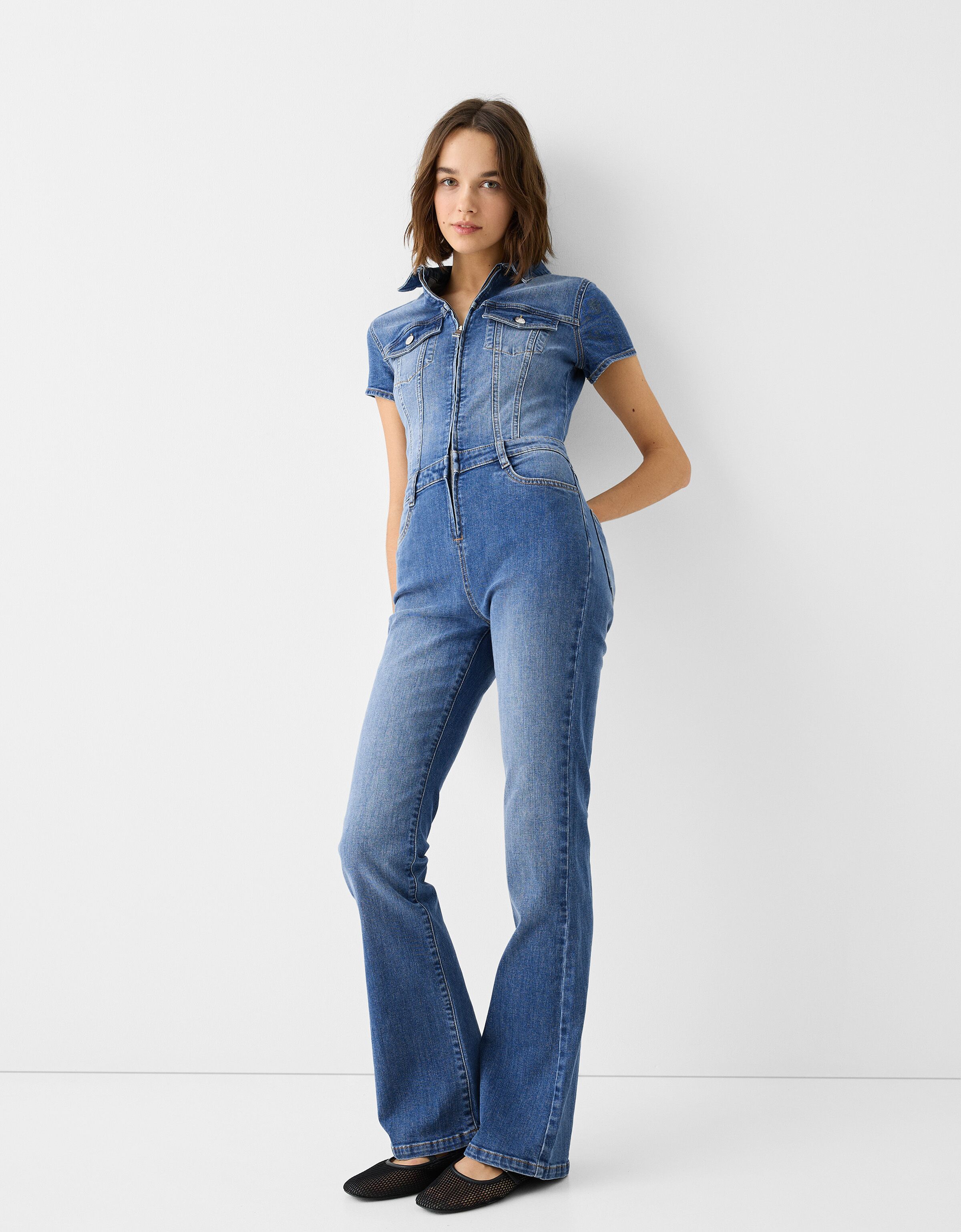 Jupe en discount jean boutonnée bershka