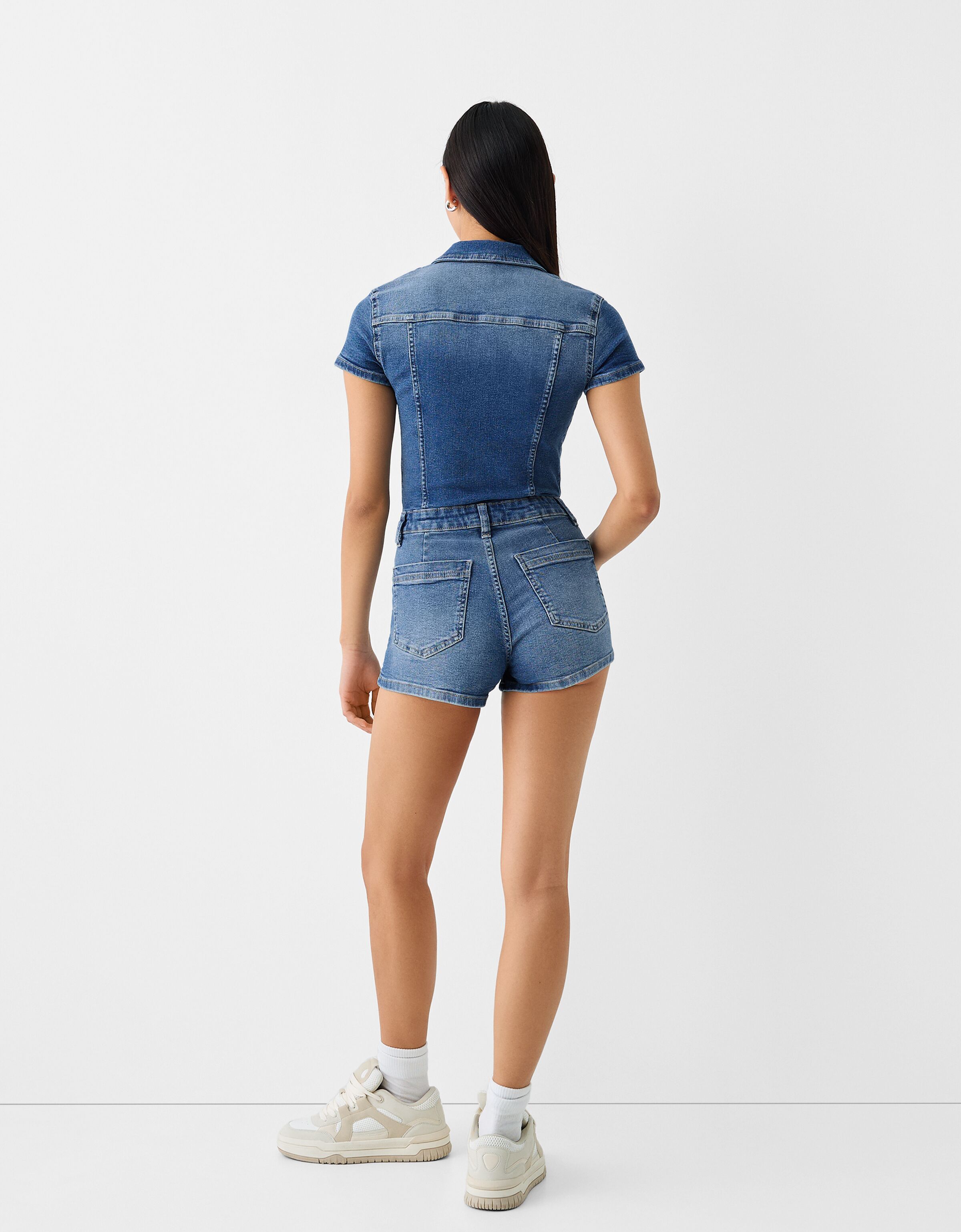 Jean shorts romper clearance