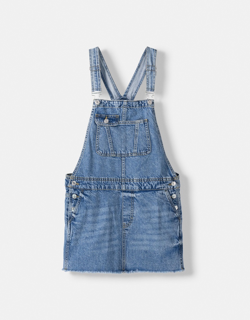 Salopette denim jupe-Bleu lavé-4