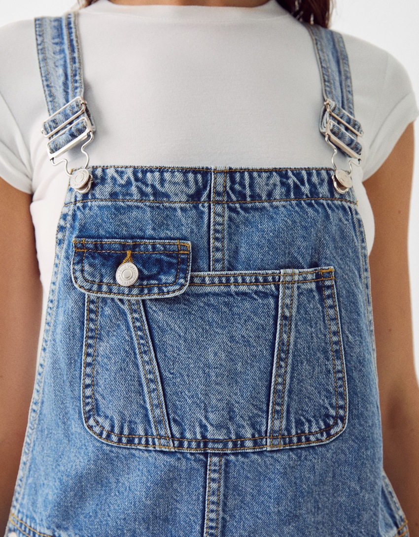 Salopette denim jupe-Bleu lavé-5