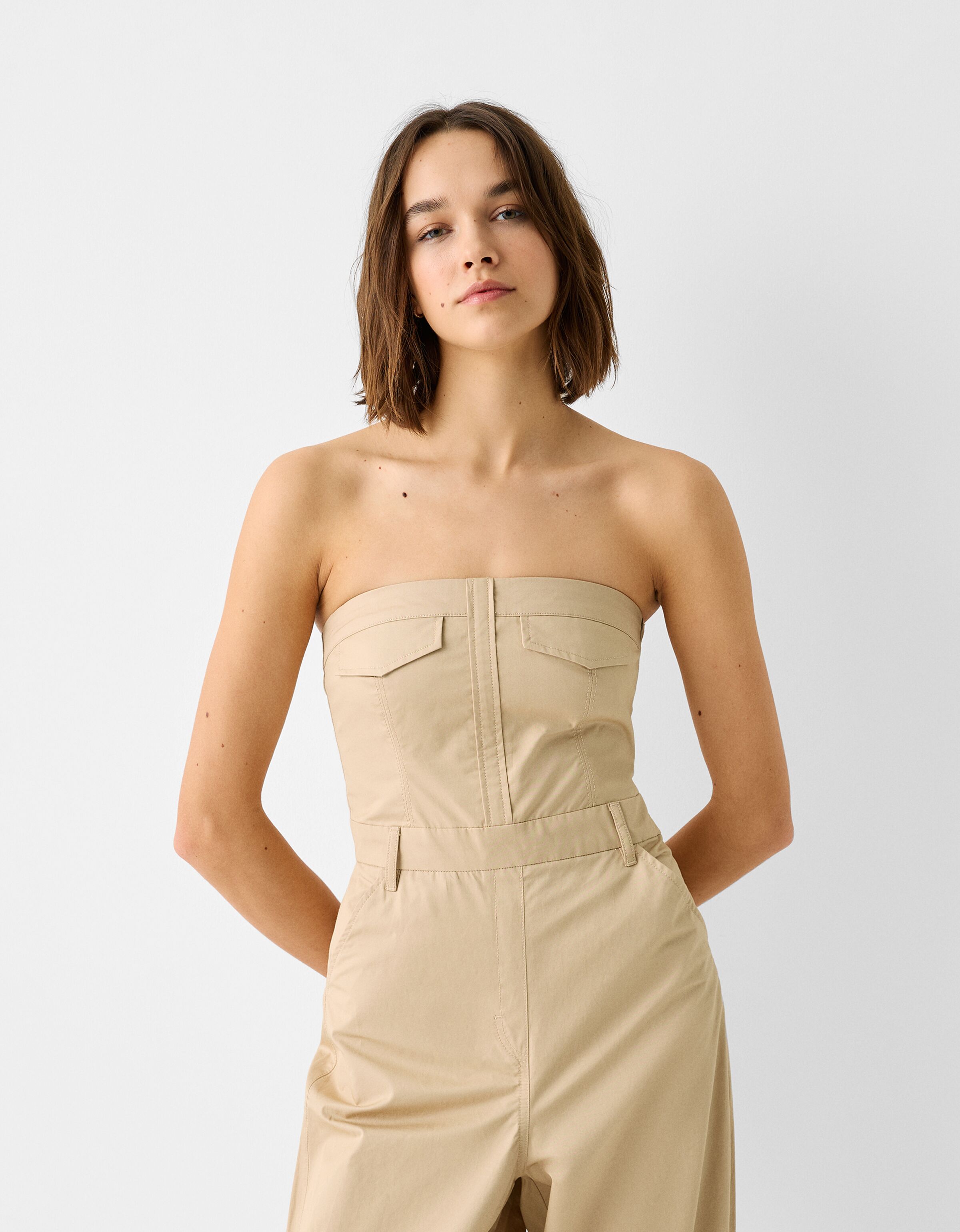 Bershka jumpsuit beige top