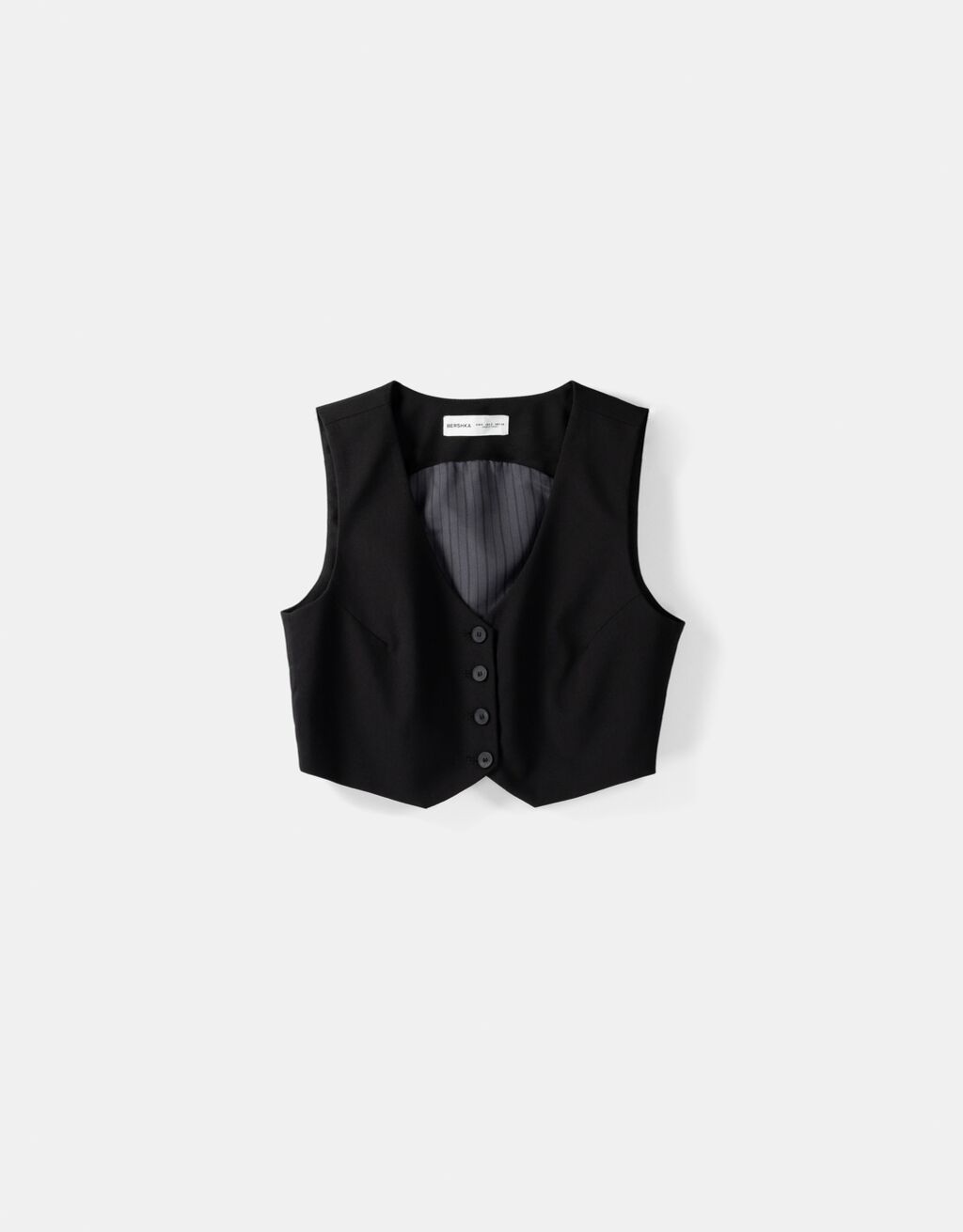 Cropped tailored waistcoat-Black-4