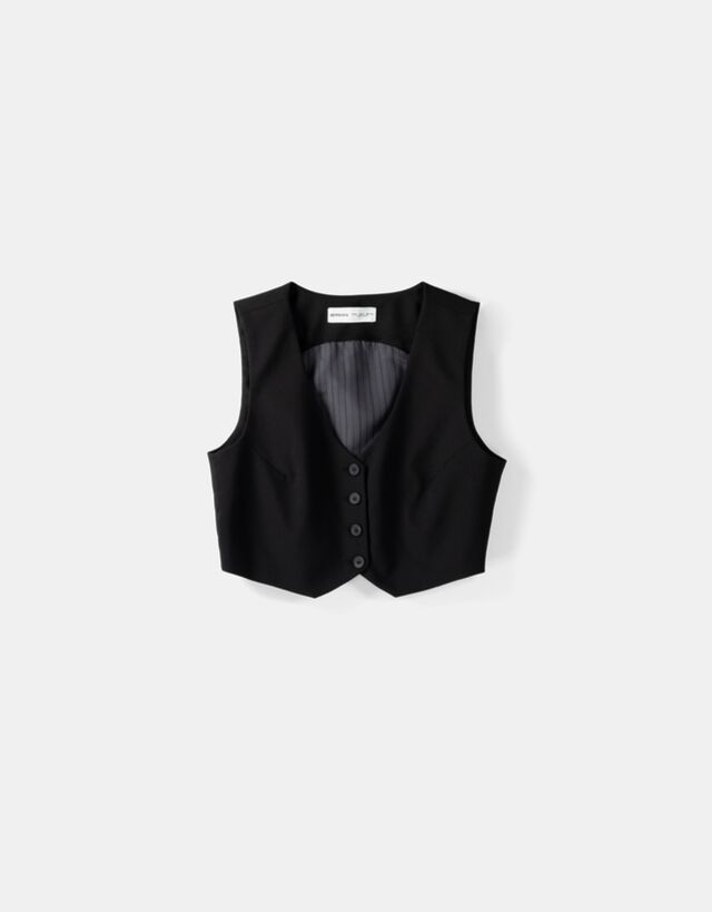 Cropped tailored waistcoat