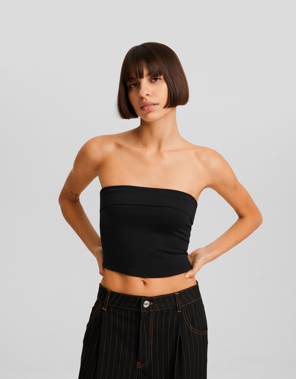 Bandeau top with turn-up hem - T-shirts - Women