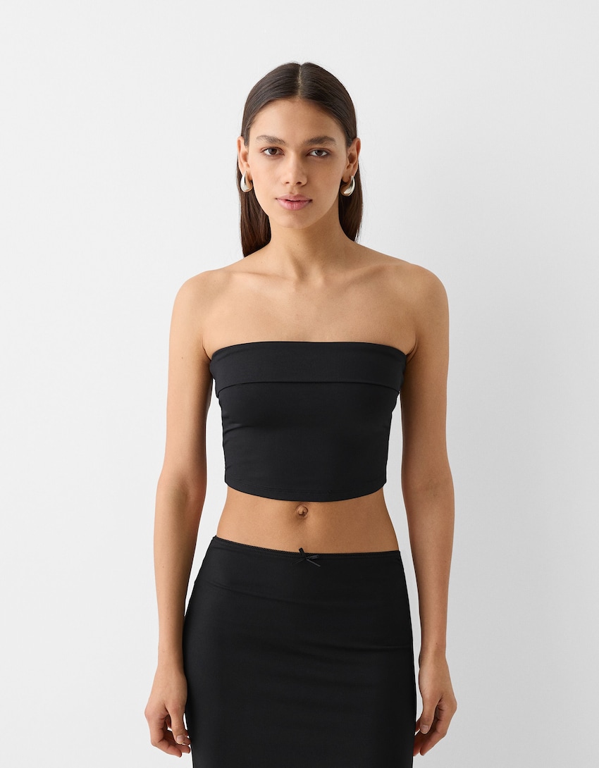 Bandeau top with a turn-up hem - Women