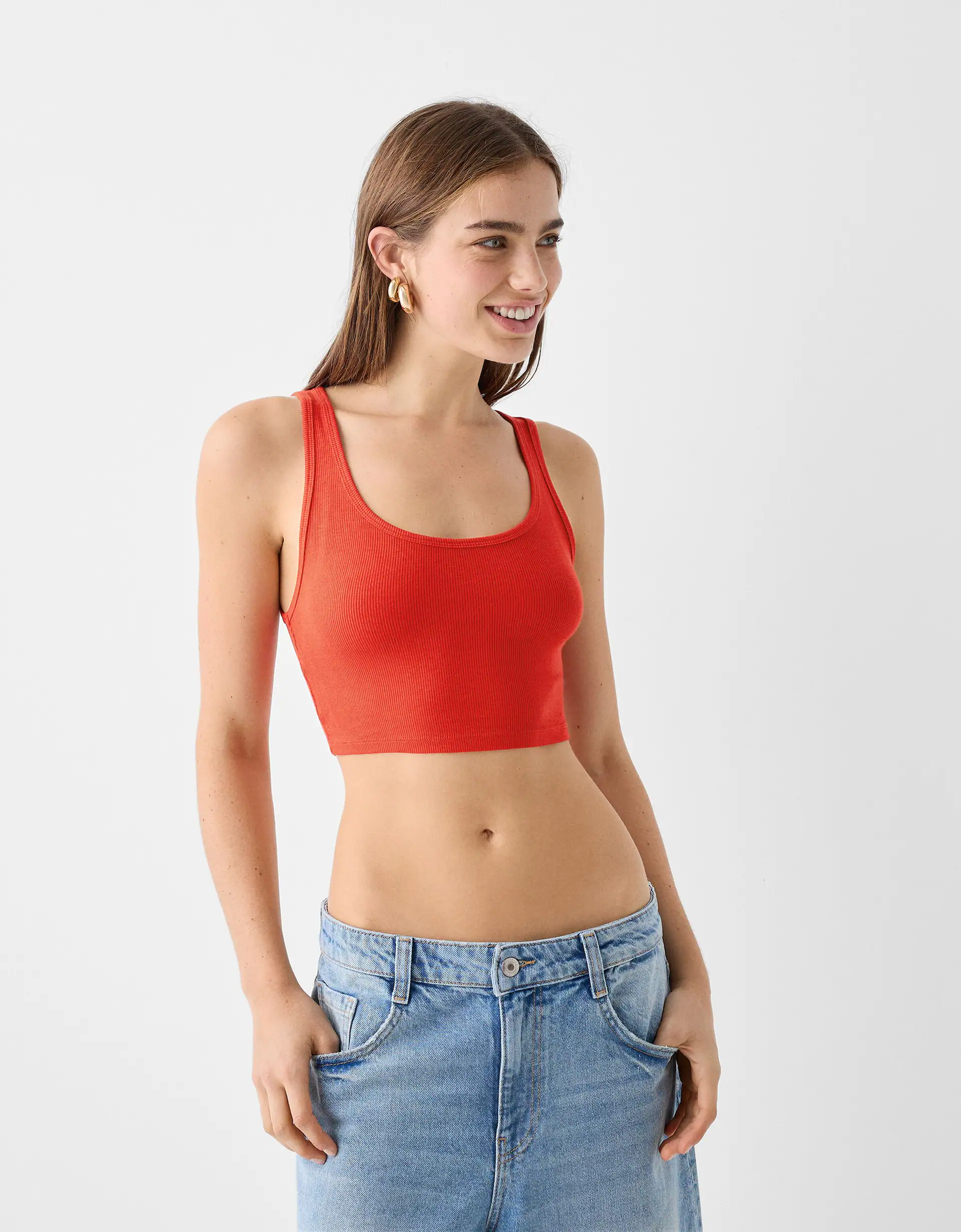 Gathered seamless strappy top - Tops - BSK Teen