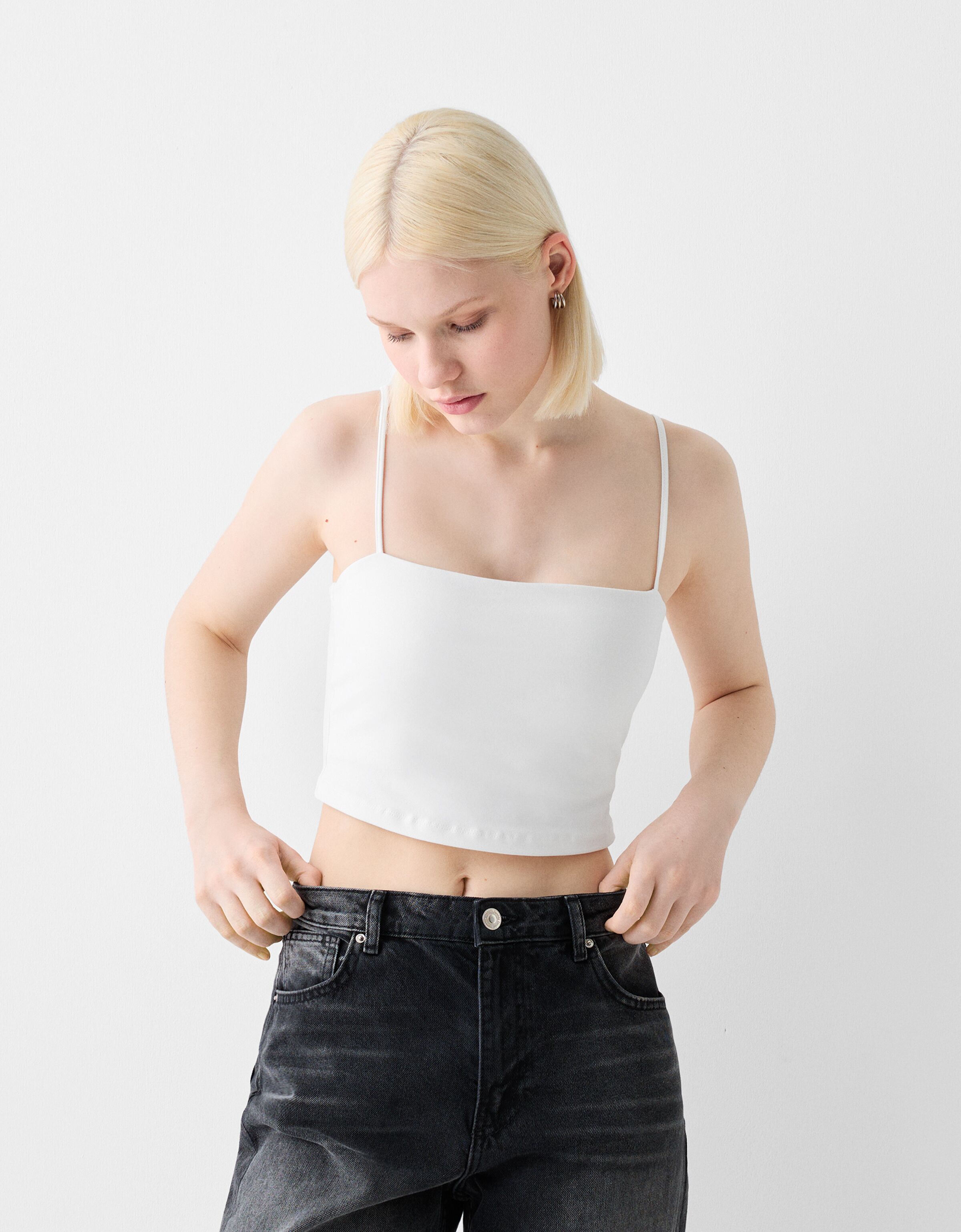 90s nylon blend top with straps - Tees and Tops - BSK Teen | Bershka