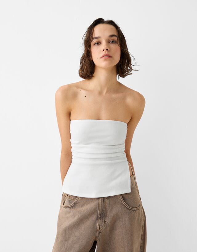 Ponte di Roma knit bandeau top with gathered detail