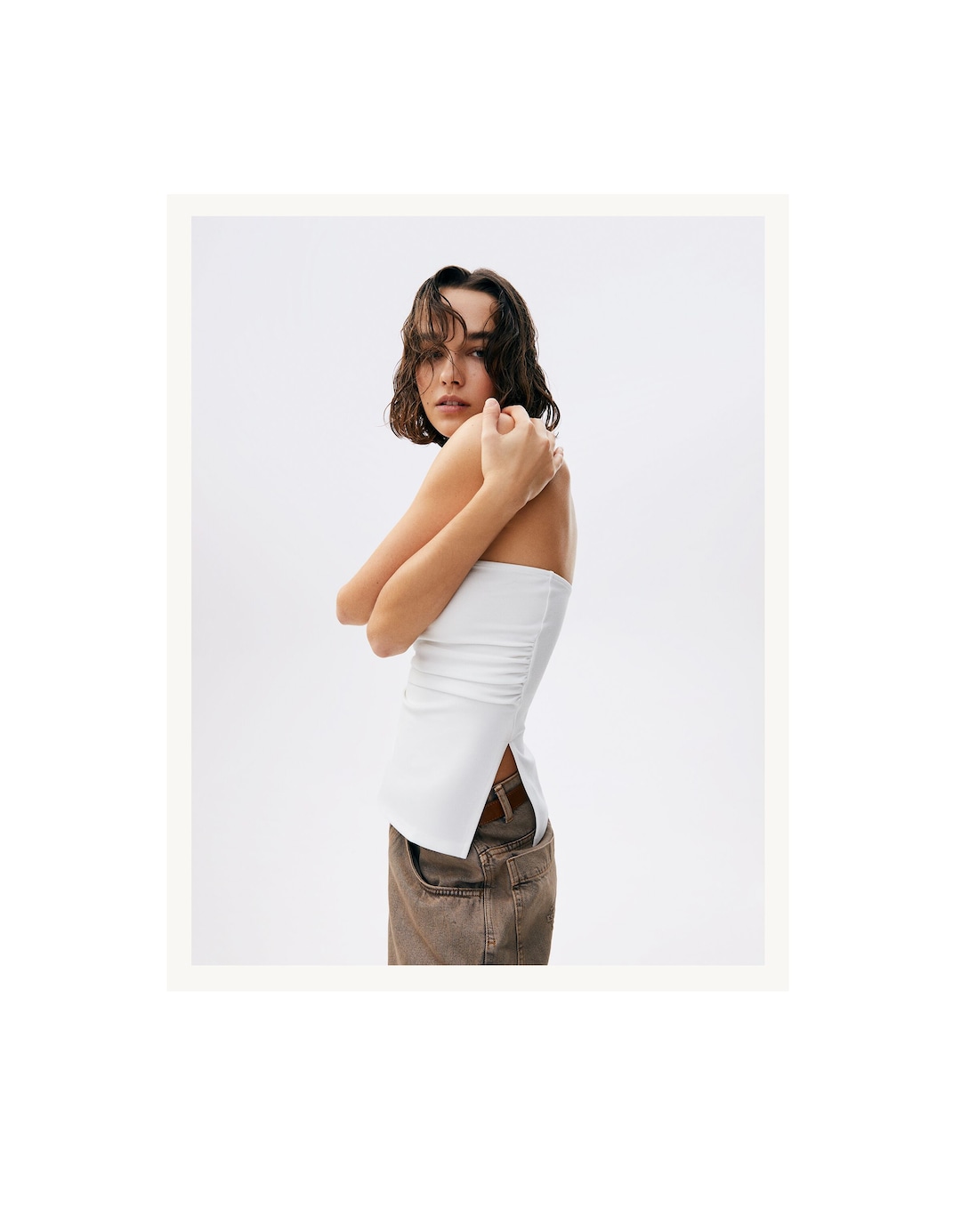 Ponte di Roma knit bandeau top with gathered detail