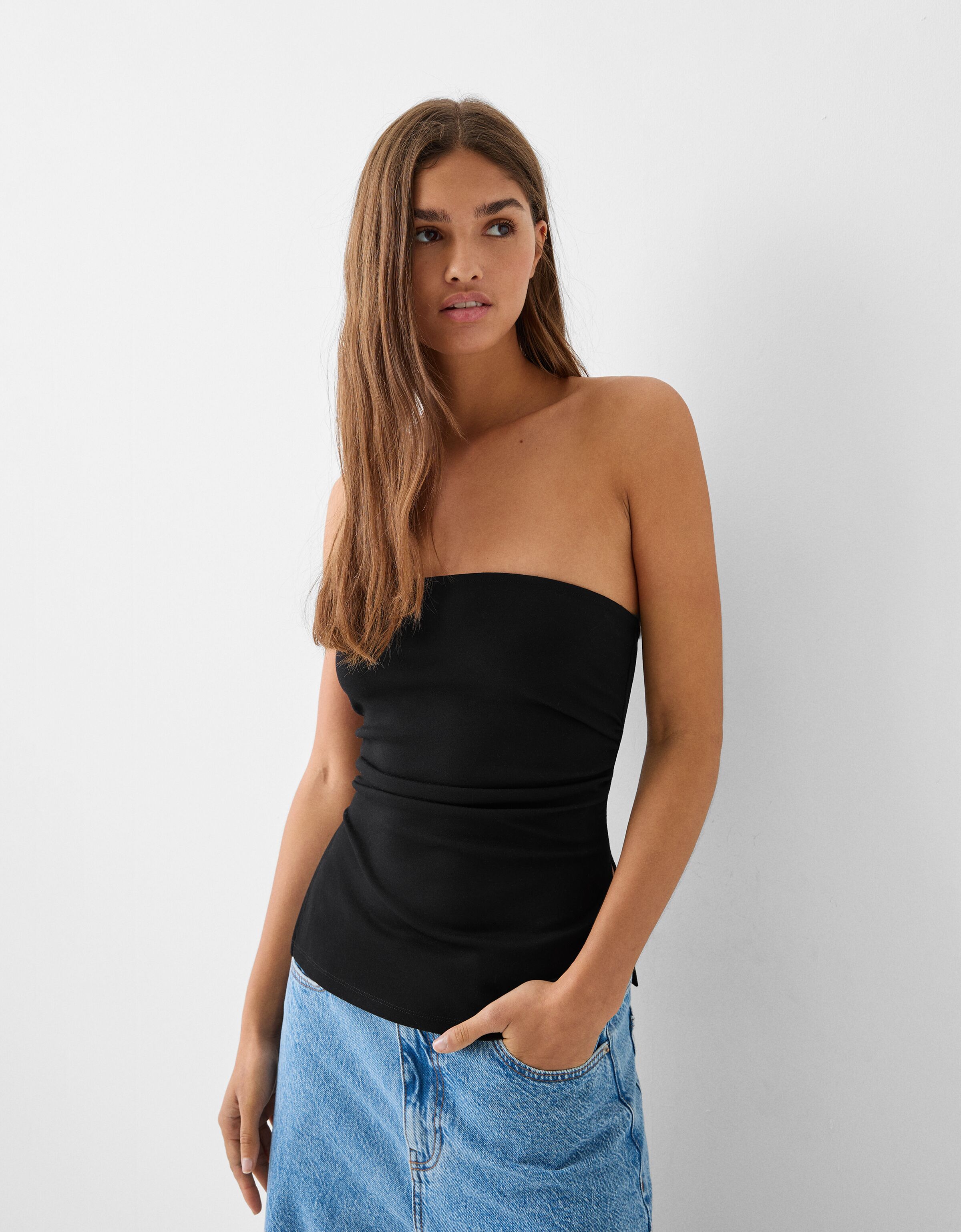 Bershka strapless clearance top