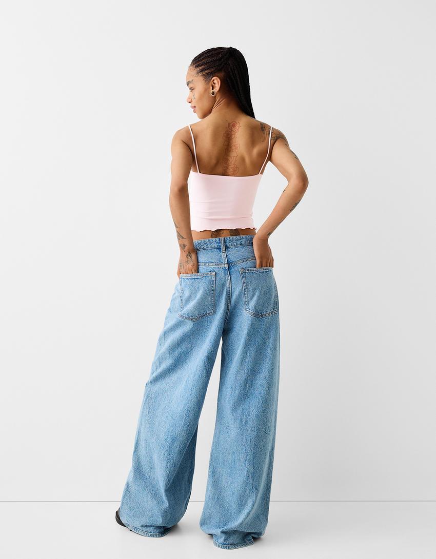 Top con spalline, dettaglio fiocco e stampa animalier-Rosa-1