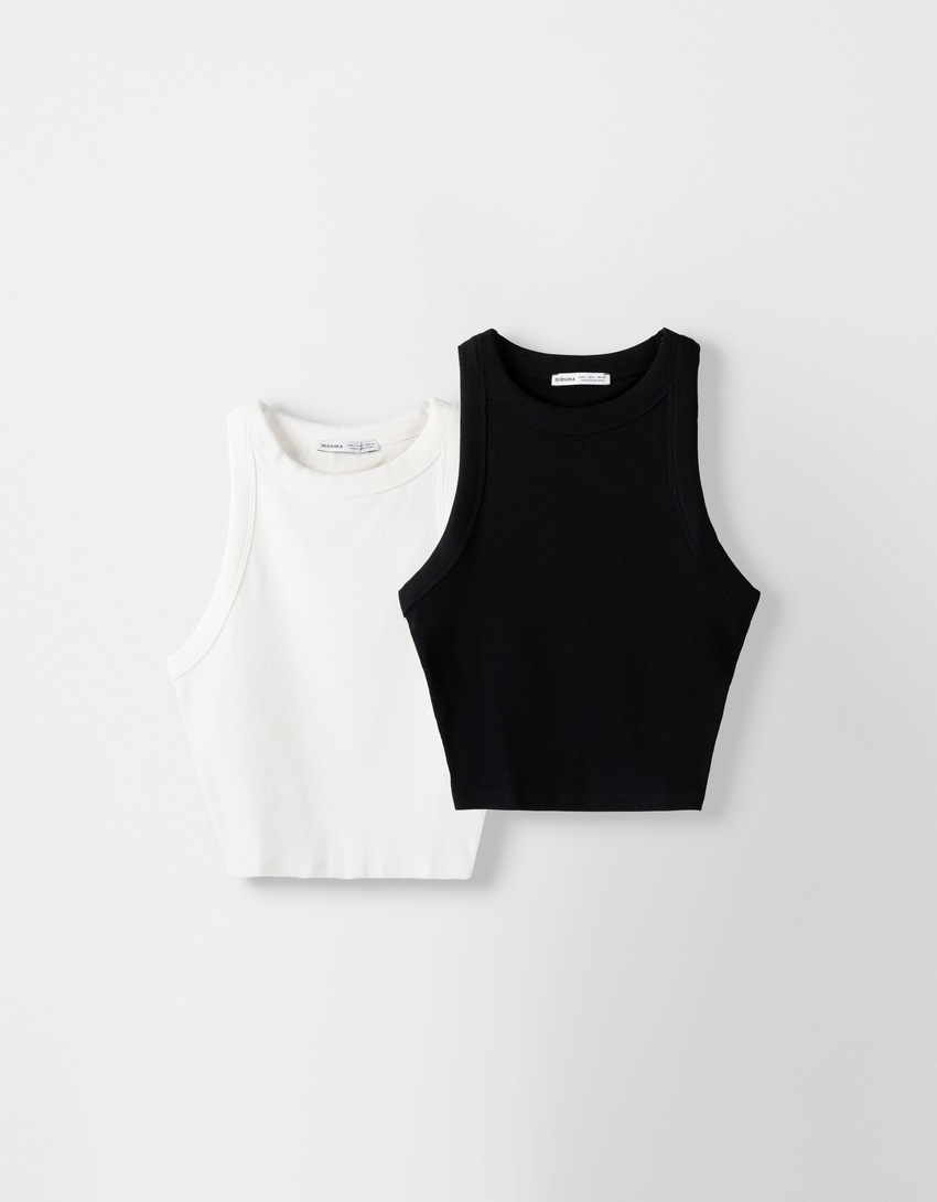 2-pack mouwloze geribde T-shirts-Veelkleurig-4