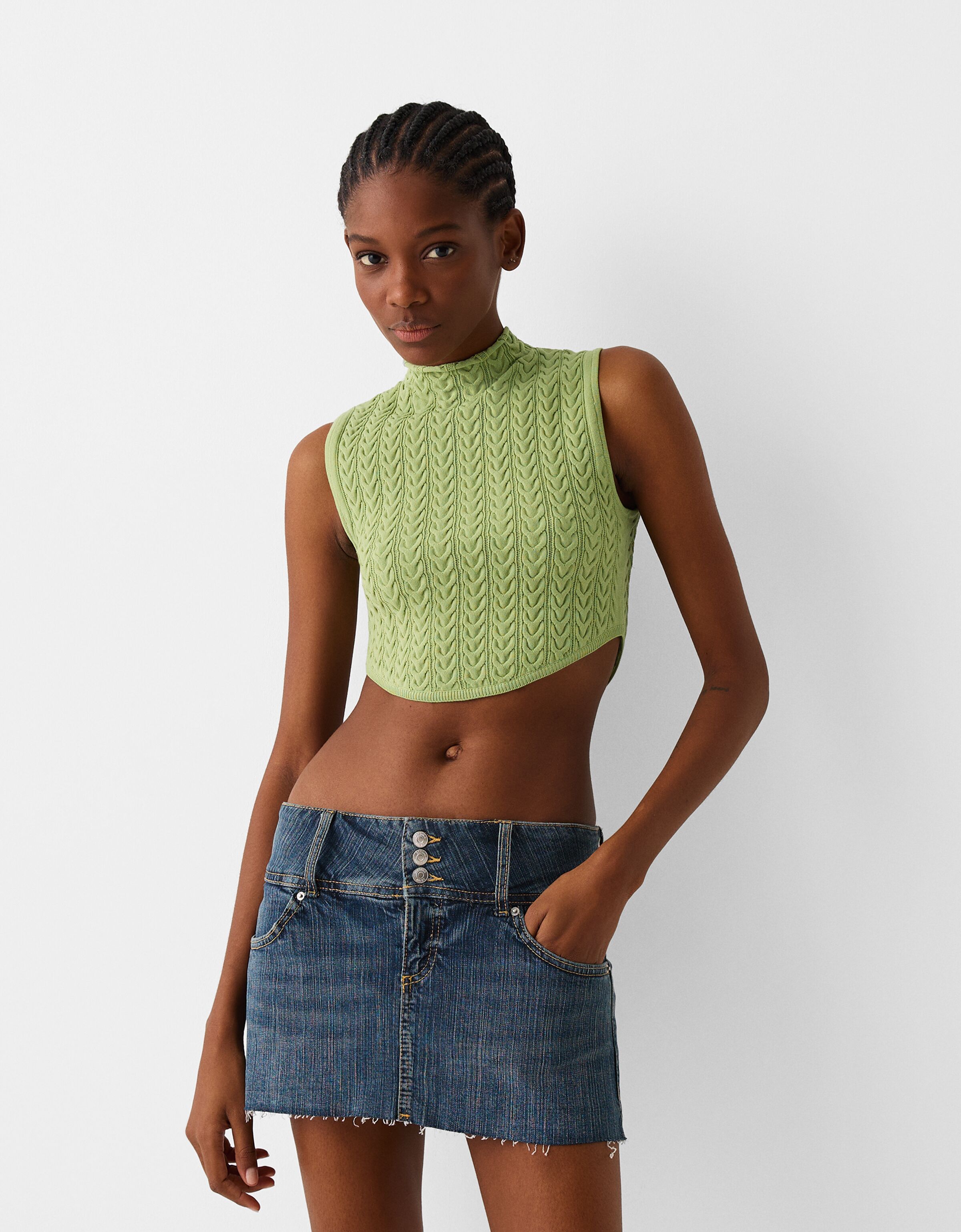 Mock neck best sale knit top