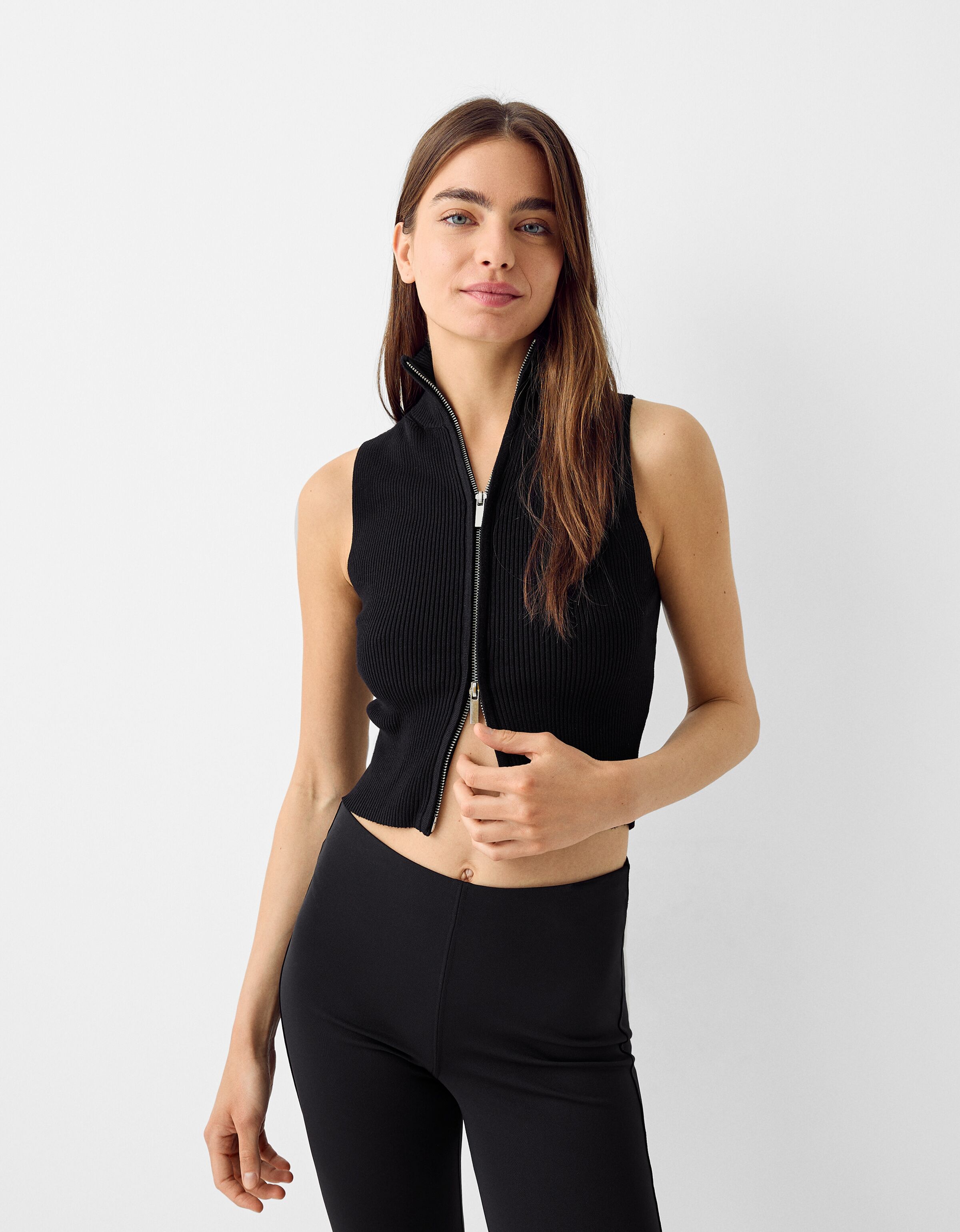 High neck zip top top