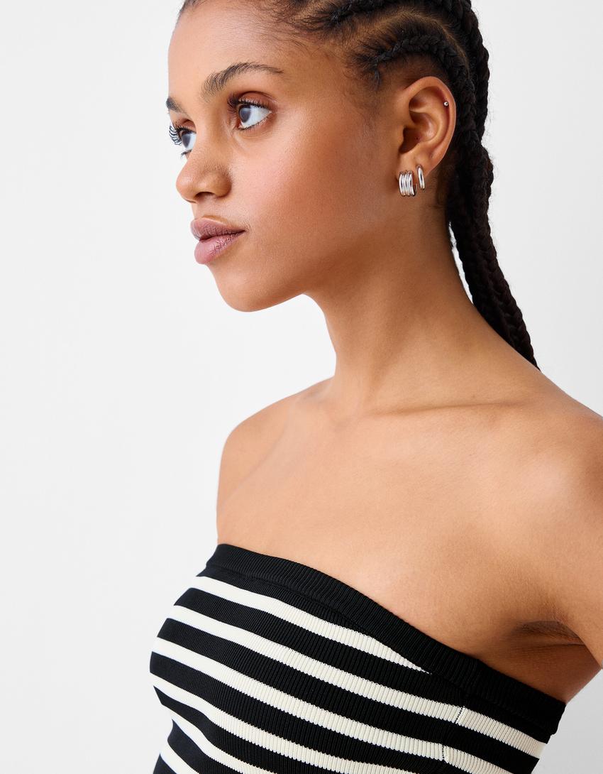 Straplez bluz-Siyah-2