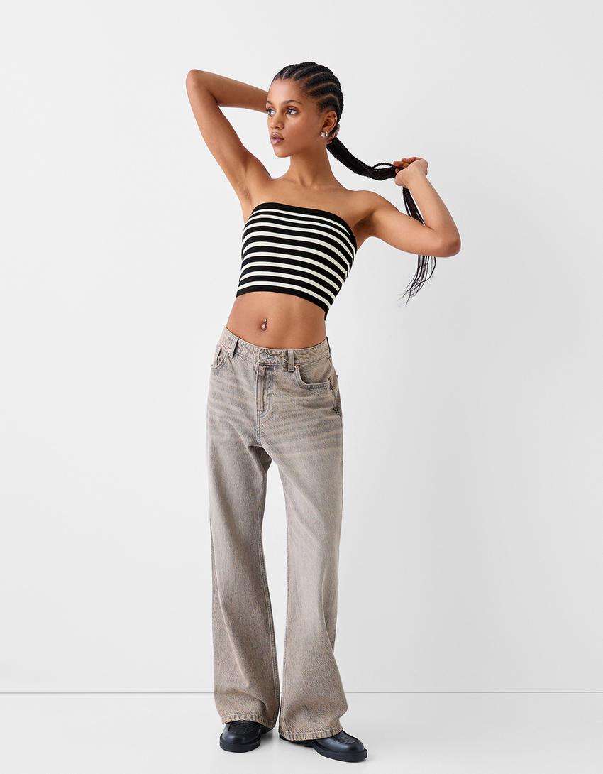 Straplez bluz-Siyah-3