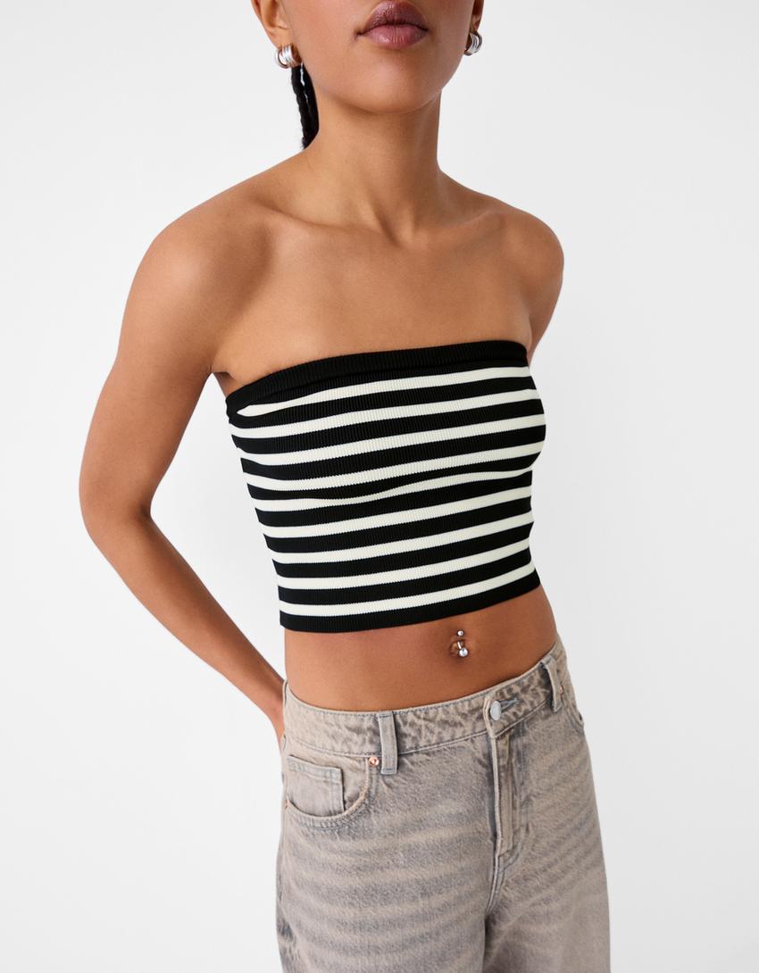 Straplez bluz-Siyah-5