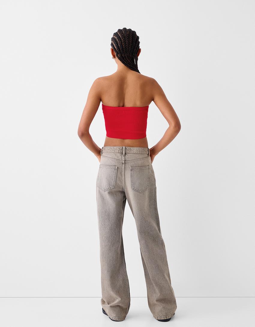 Straplez bluz-Kırmızı-1