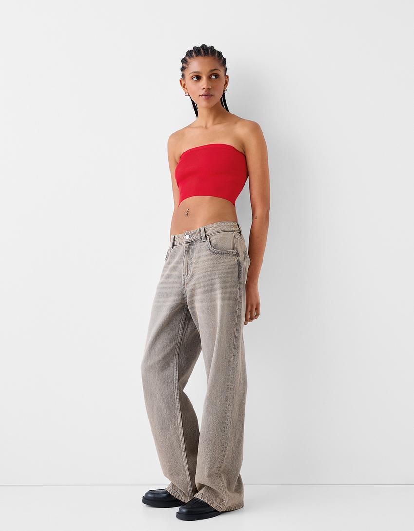 Straplez bluz-Kırmızı-3