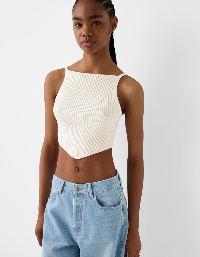 Strappy rustic top-Cream-0