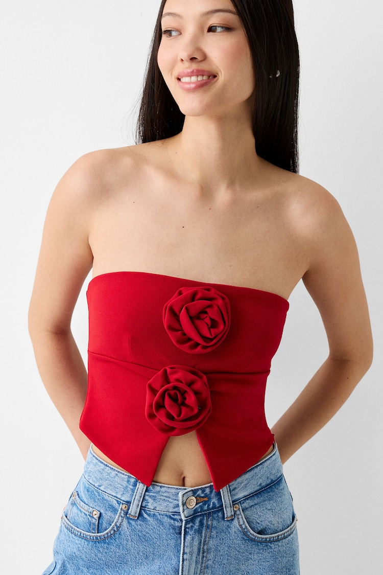 Bandeau top with floral detail