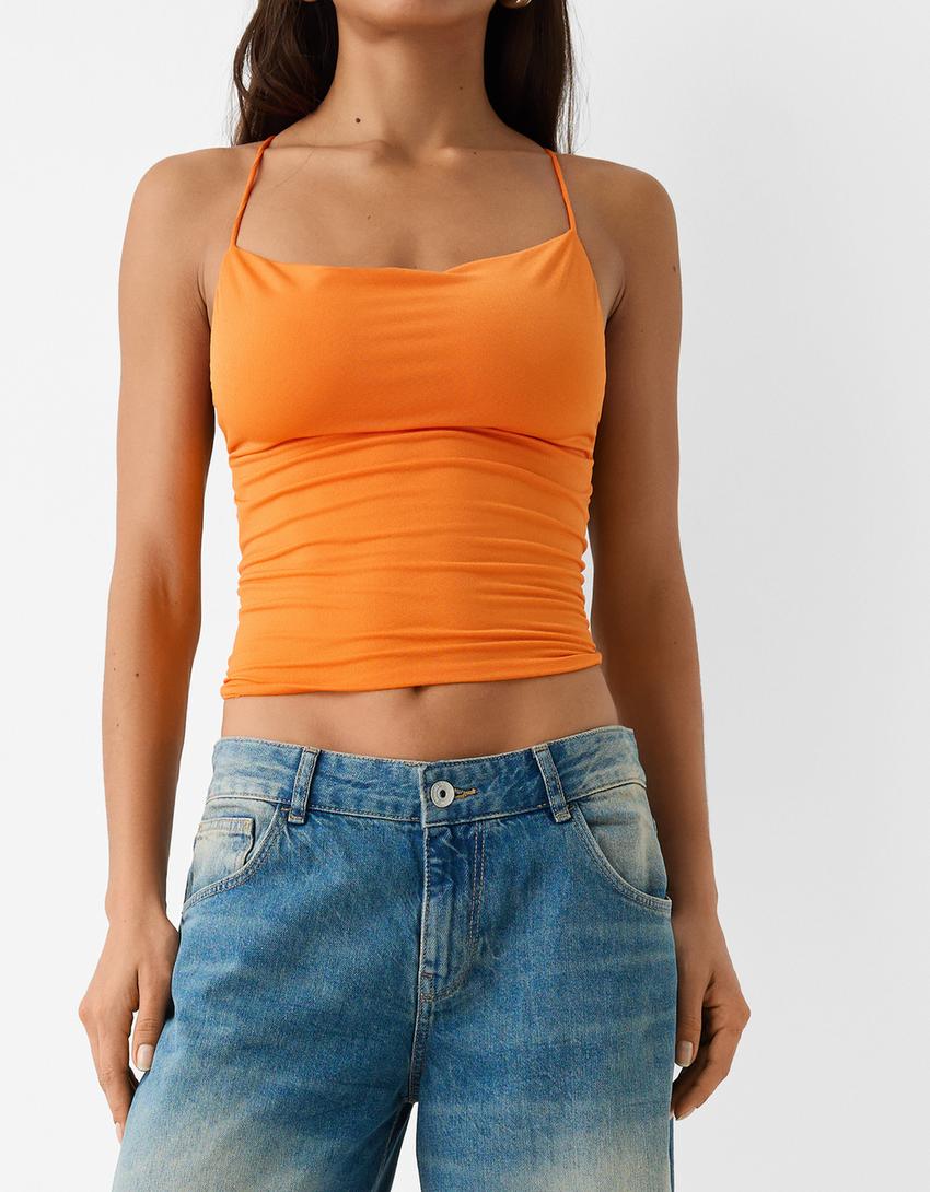 توب ملتف متقاطع في الخلف-برتقالي-2