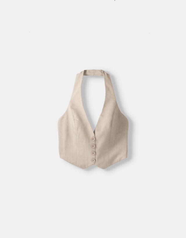 Tailored fitted halter waistcoat