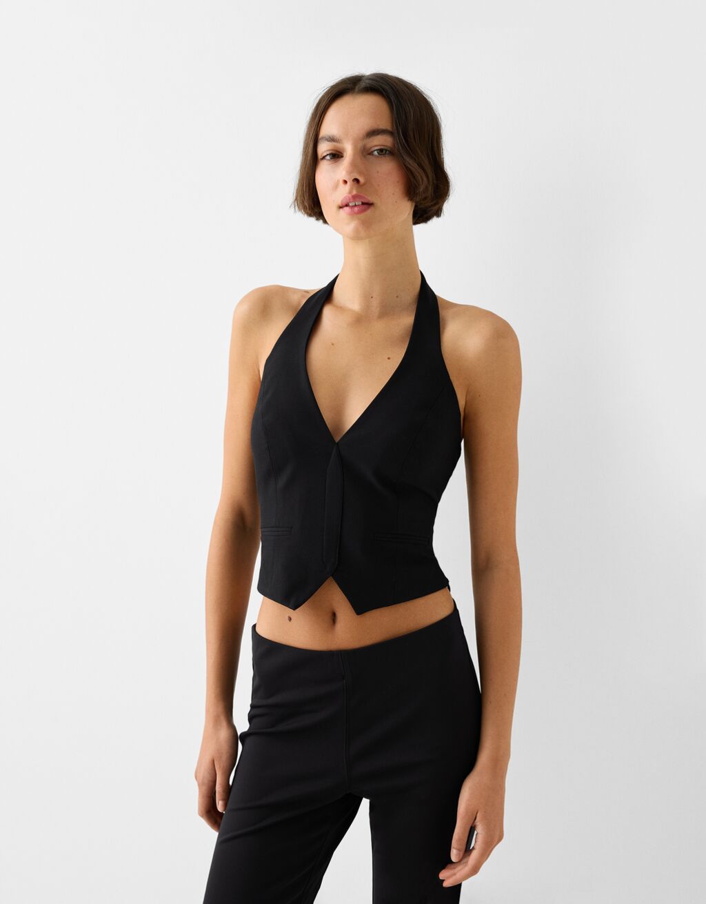 Womens black halter top clearance