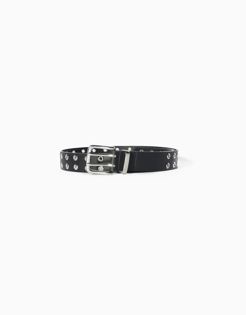 Ceinture similicuir œillets-Noir-0