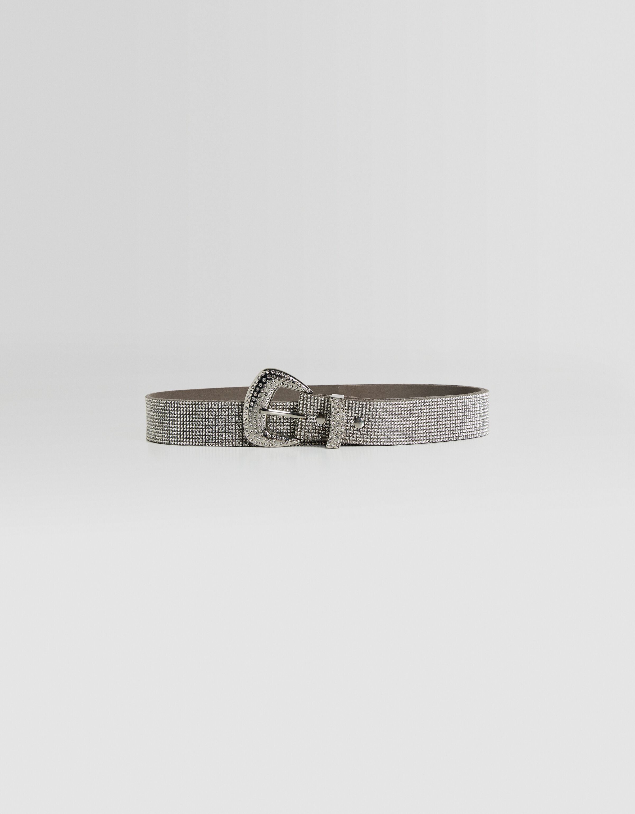 Belt with rhinestone buckle - Accessories - Women | Bershka