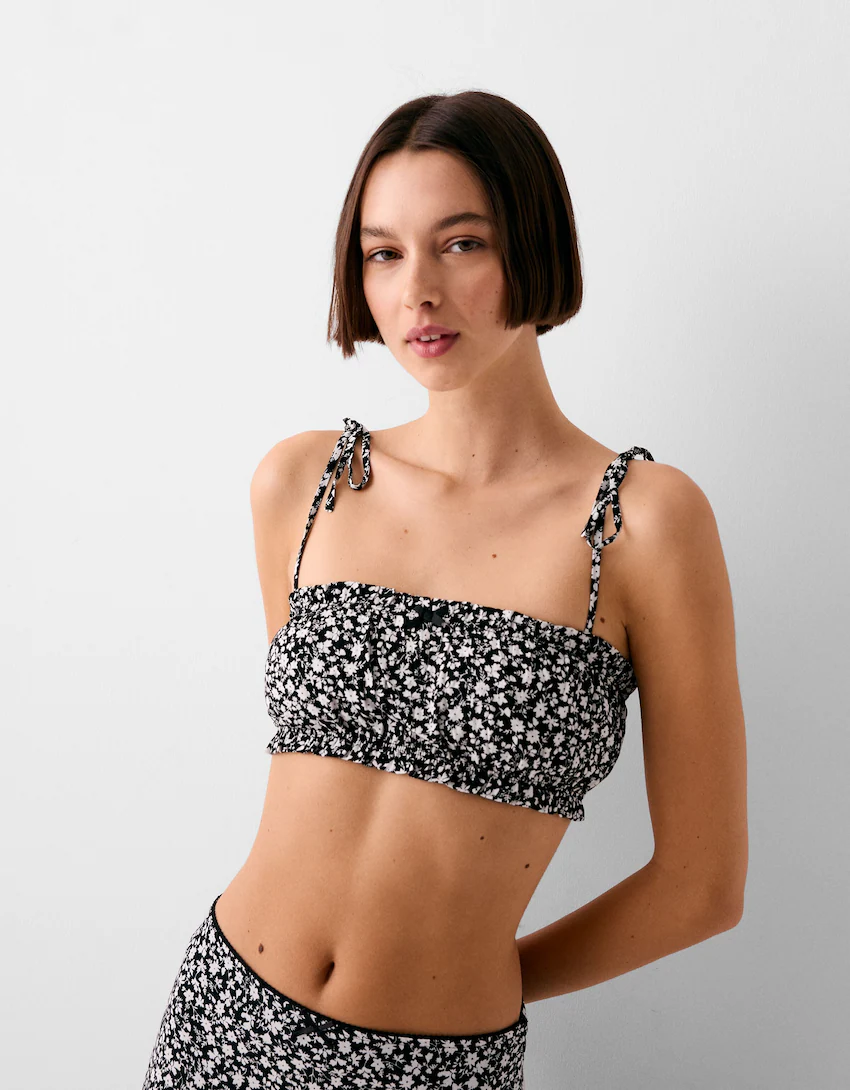 Printed bralette top with straps