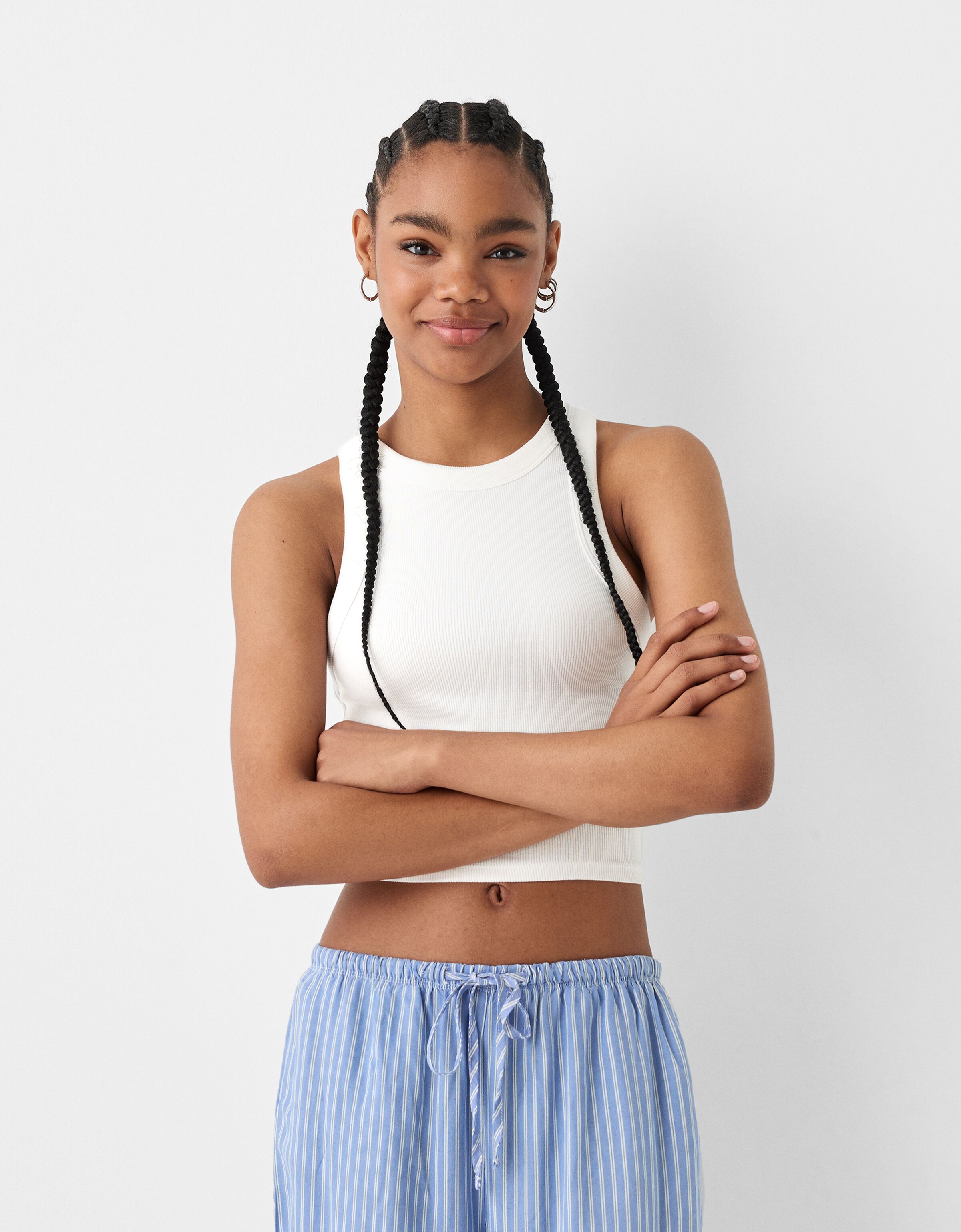 Camiseta sin mangas rib REBAJAS hasta 40 BSK Teen Bershka