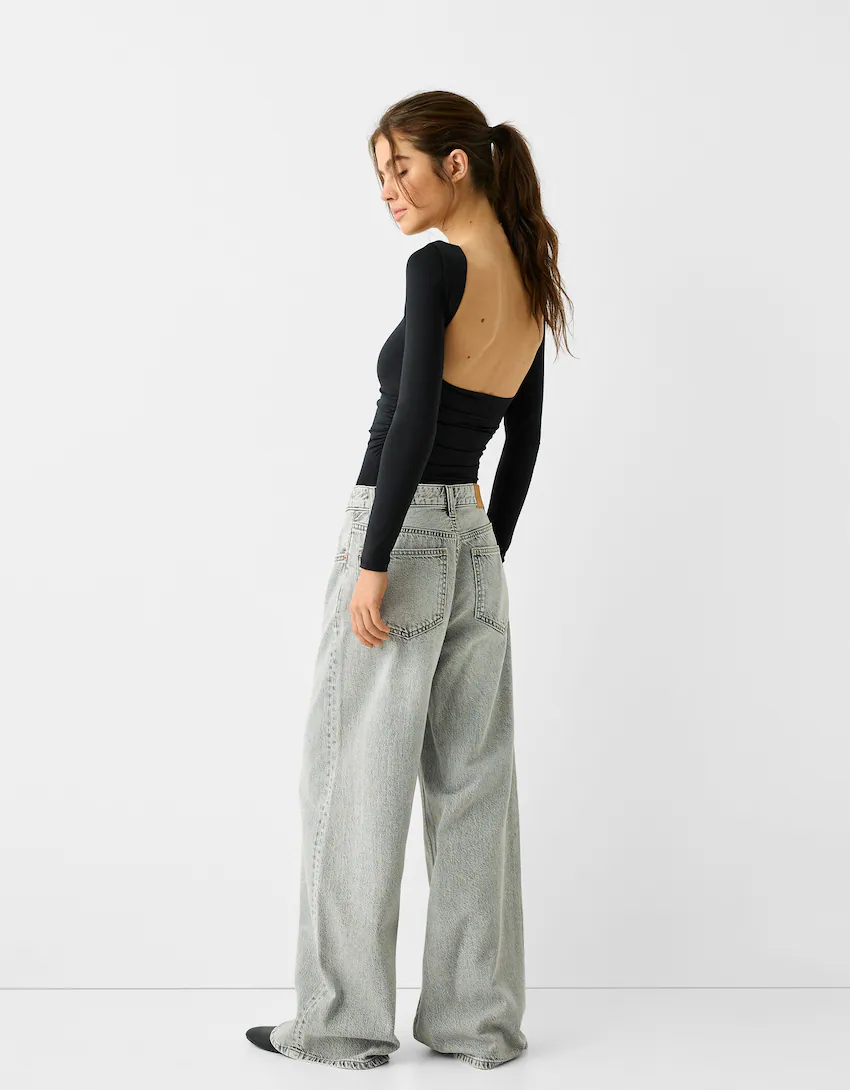Zara Floral Crossover Long Sleeve Bodysuit