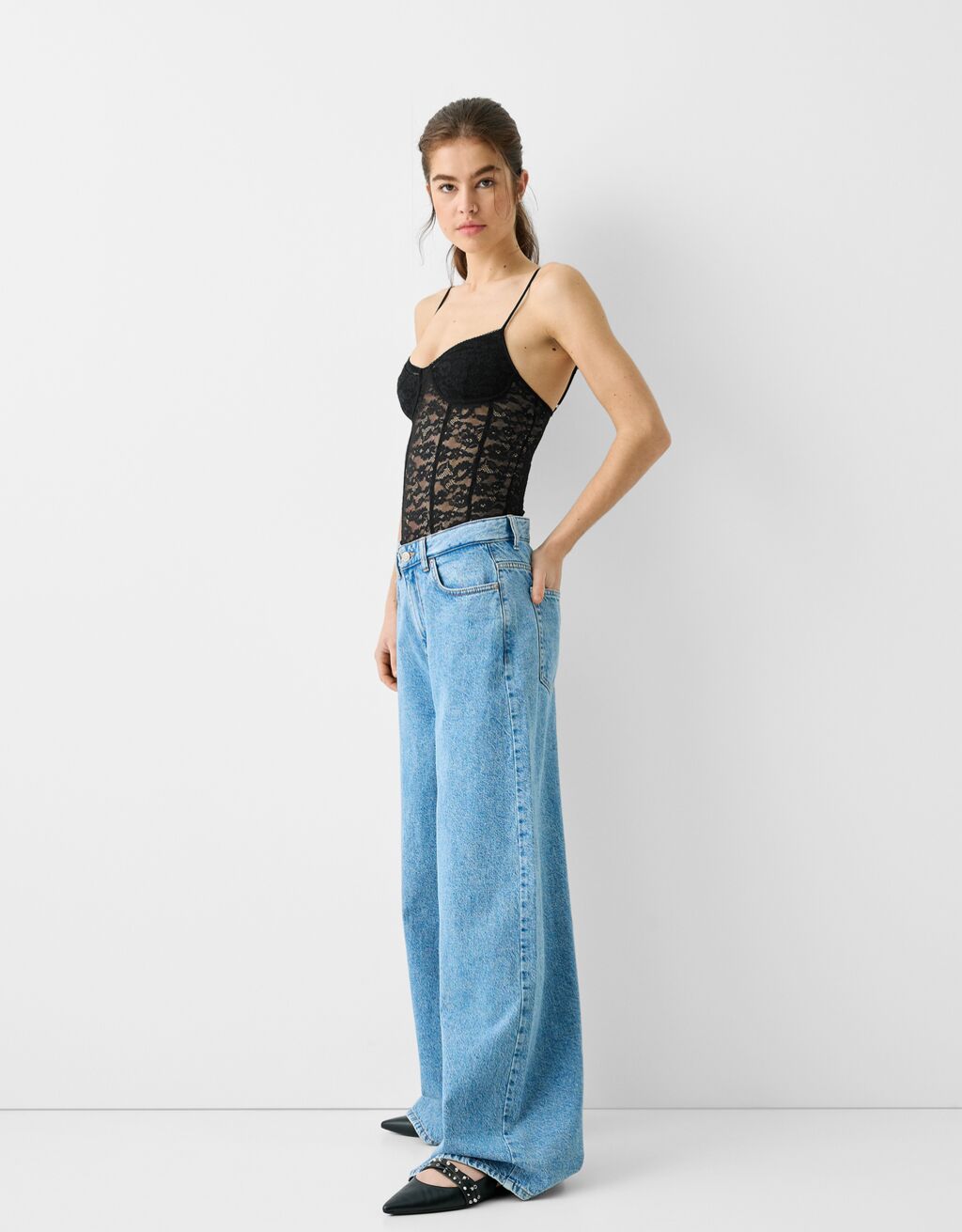 Lace-trimmed bodysuit-Black-2