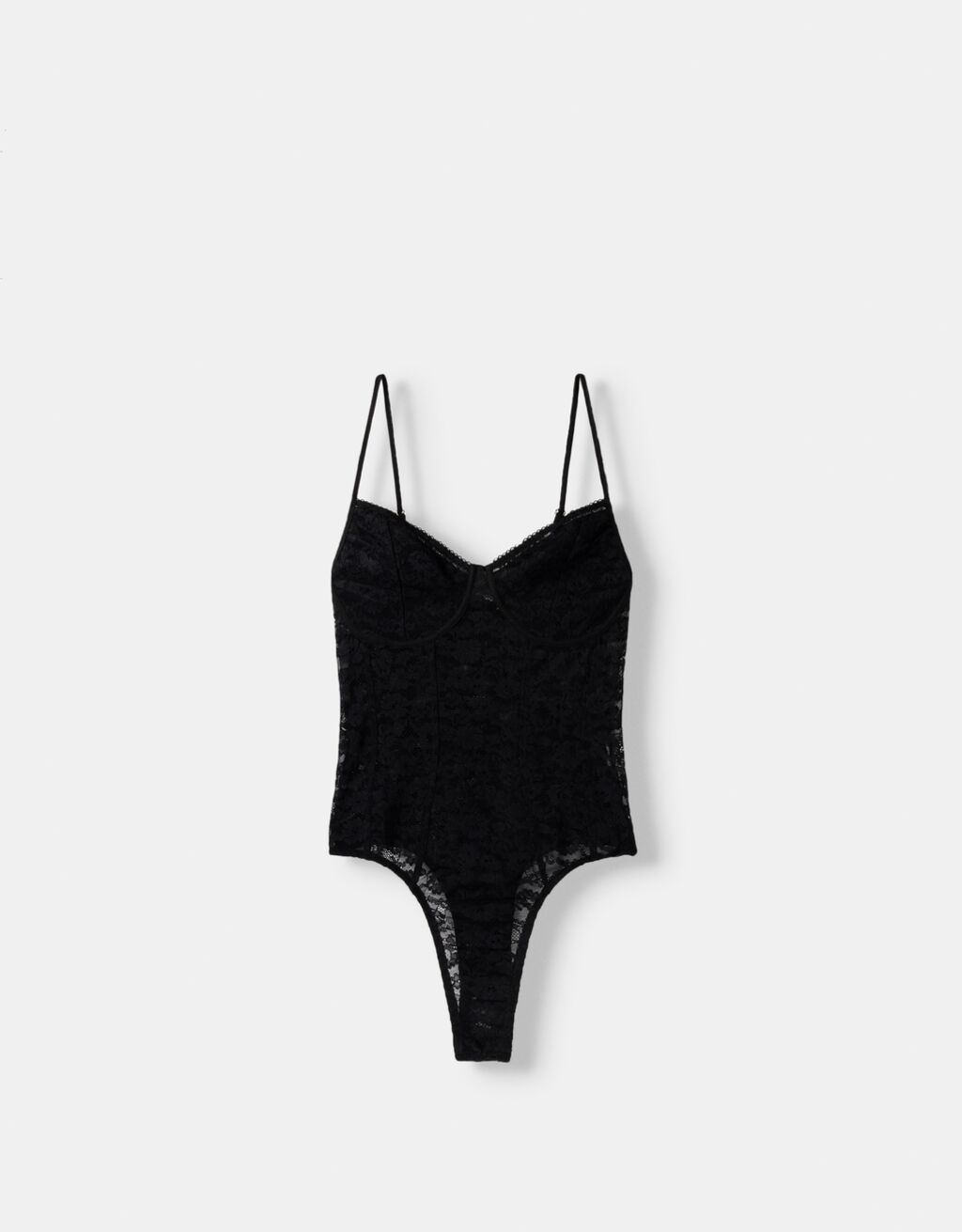 Lace-trimmed bodysuit-Black-5