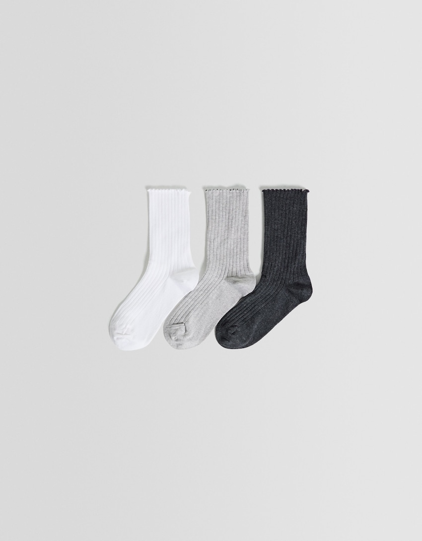 3 kojinių porų rinkinys-Pilka-0