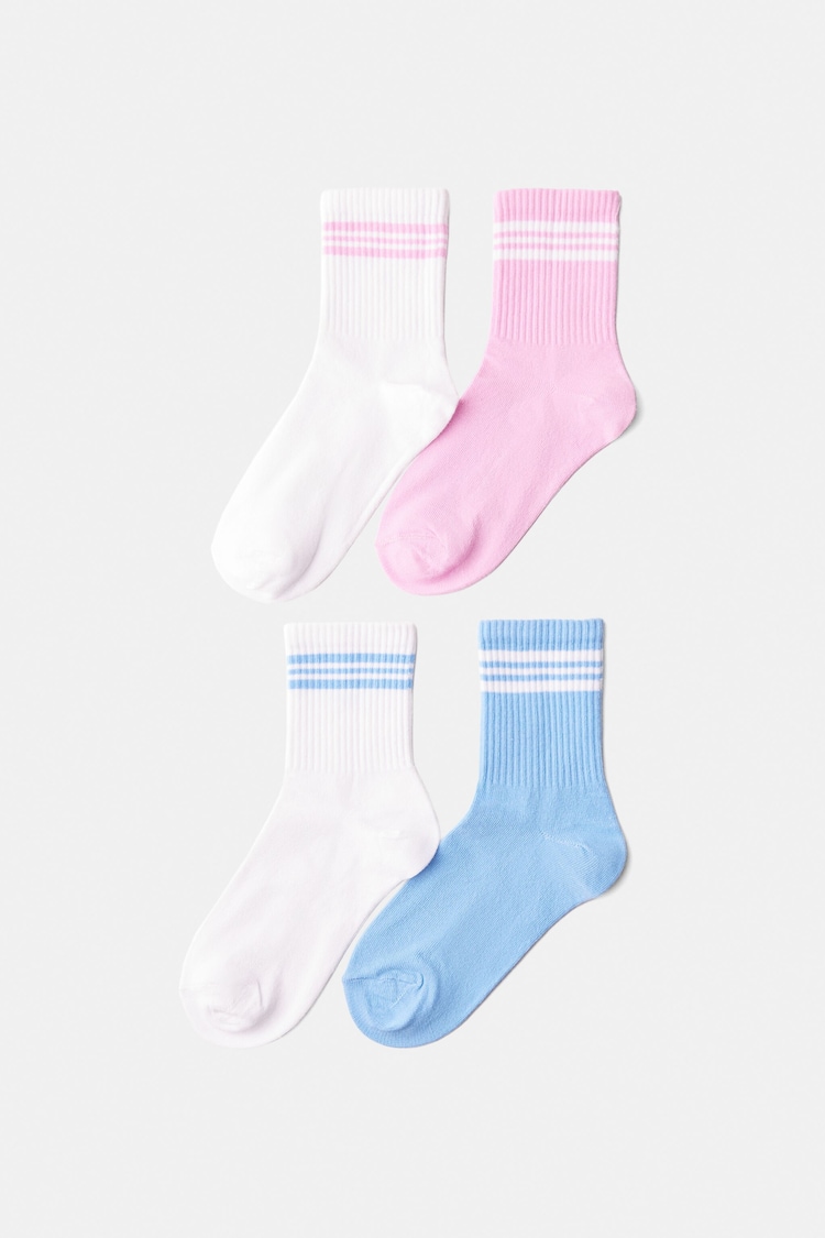 4-pack sokken met strepenprint